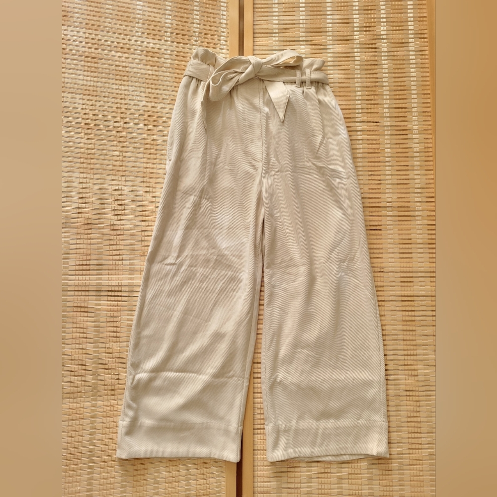 H&M Cream Wide-Leg Trousers with Belt